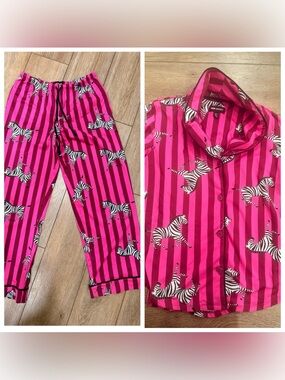 Women’s Hot Pink Zebra Stripe Pajama set 0392